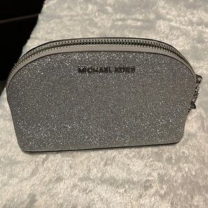 Silver sparkle Michael Kors makeup bag